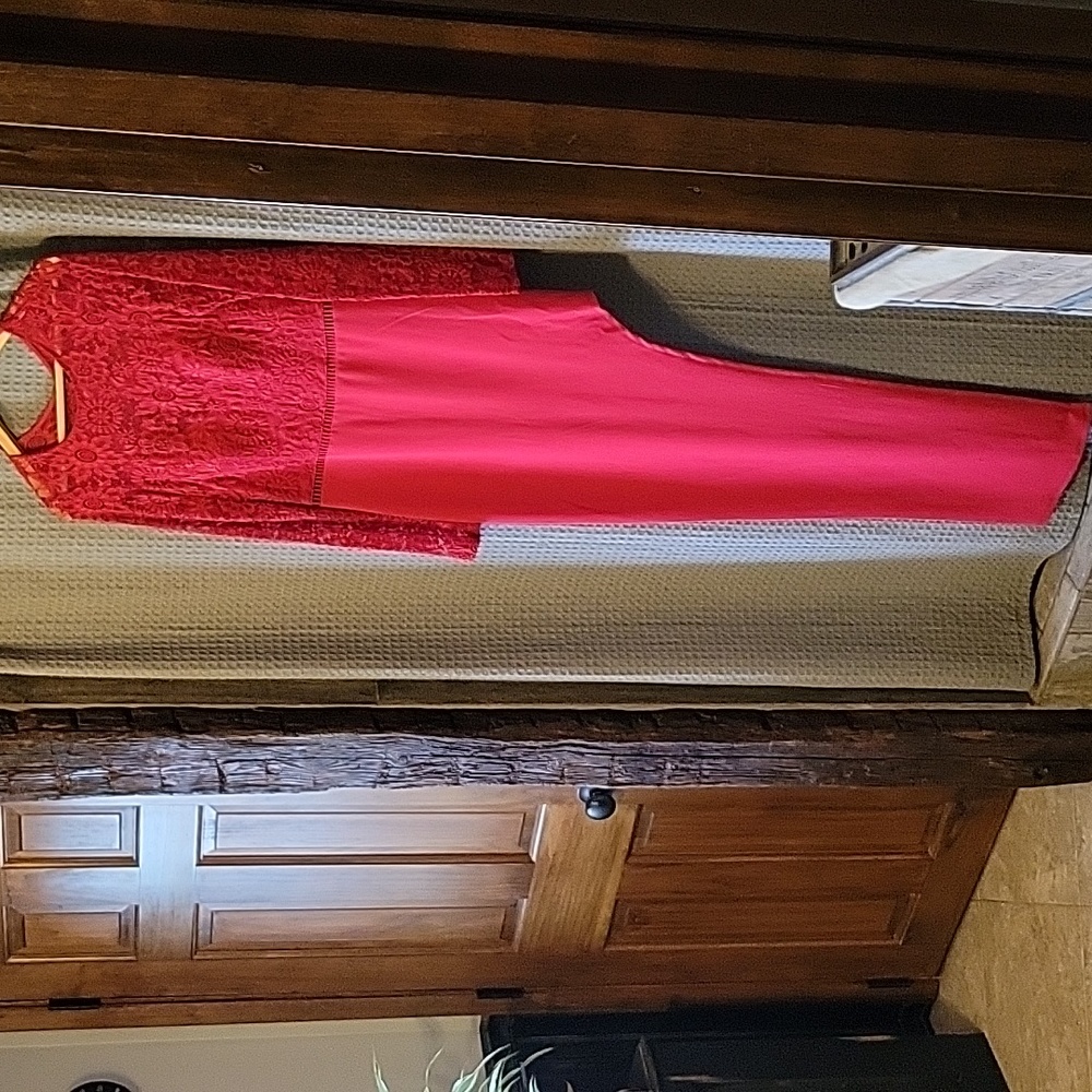 Eye catching red high cut/ankle length dress